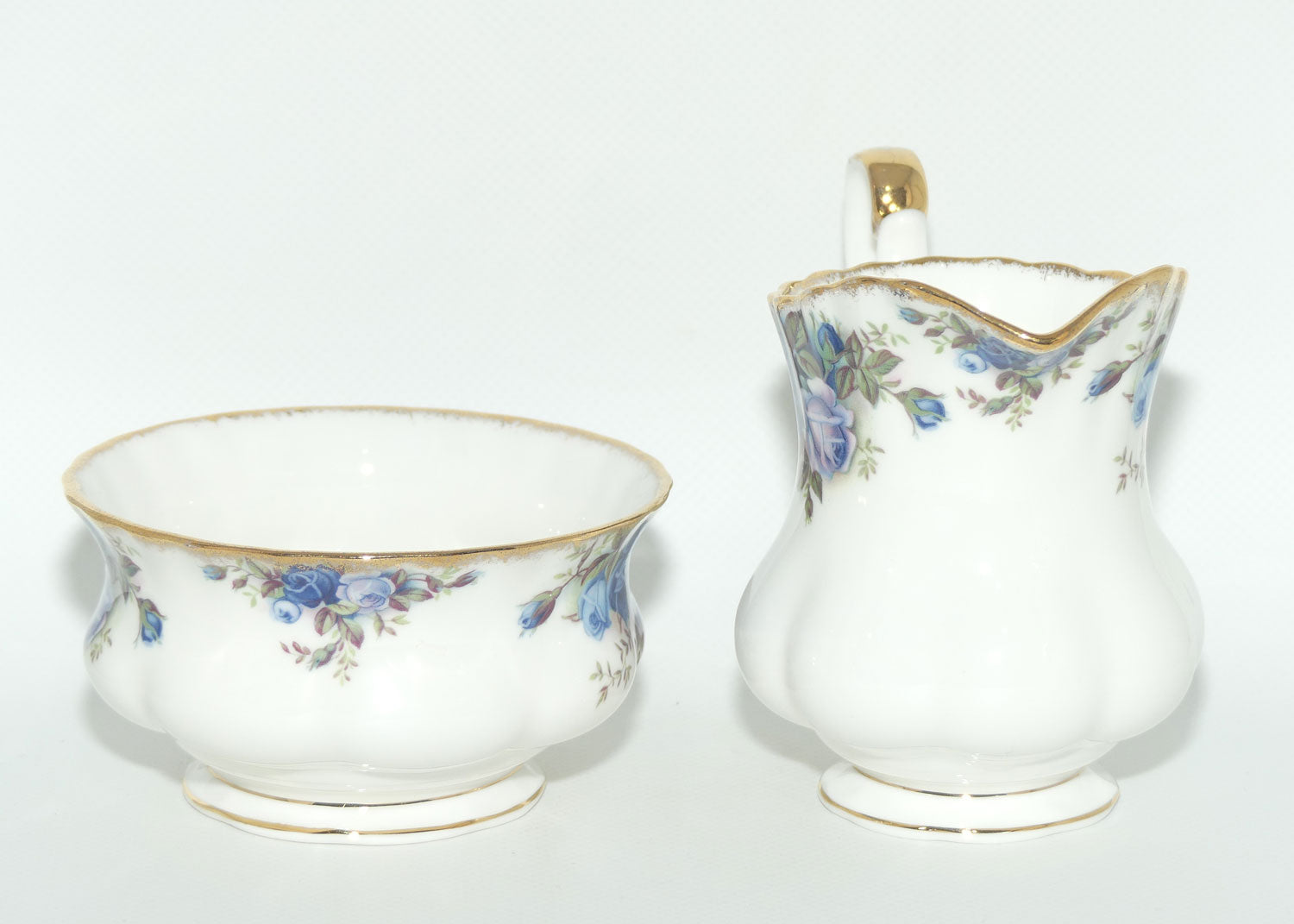 Royal Albert Bone China England Moonlight Rose milk jug and sugar bowl | Tea size | UK made