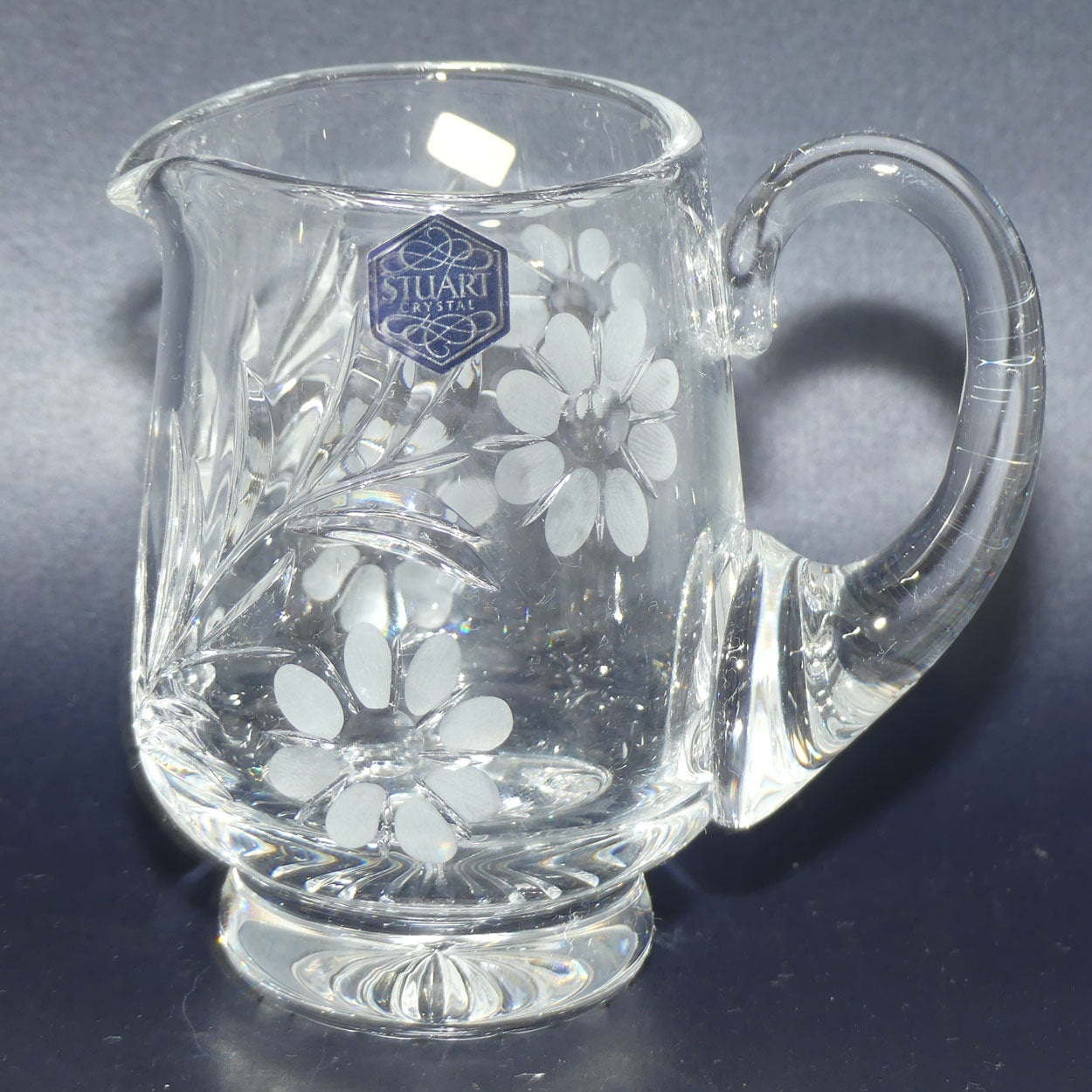 Stuart Crystal England Milk jug and sugar bowl | Facetted Floral design