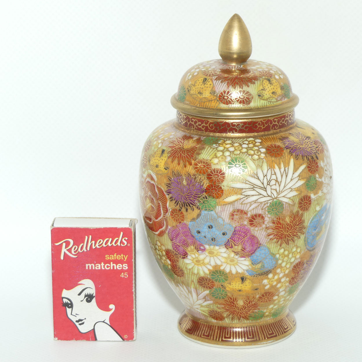 Satsuma Lidded pot | #1 | Thousand Flowers Mille Fleur design | Taisho period