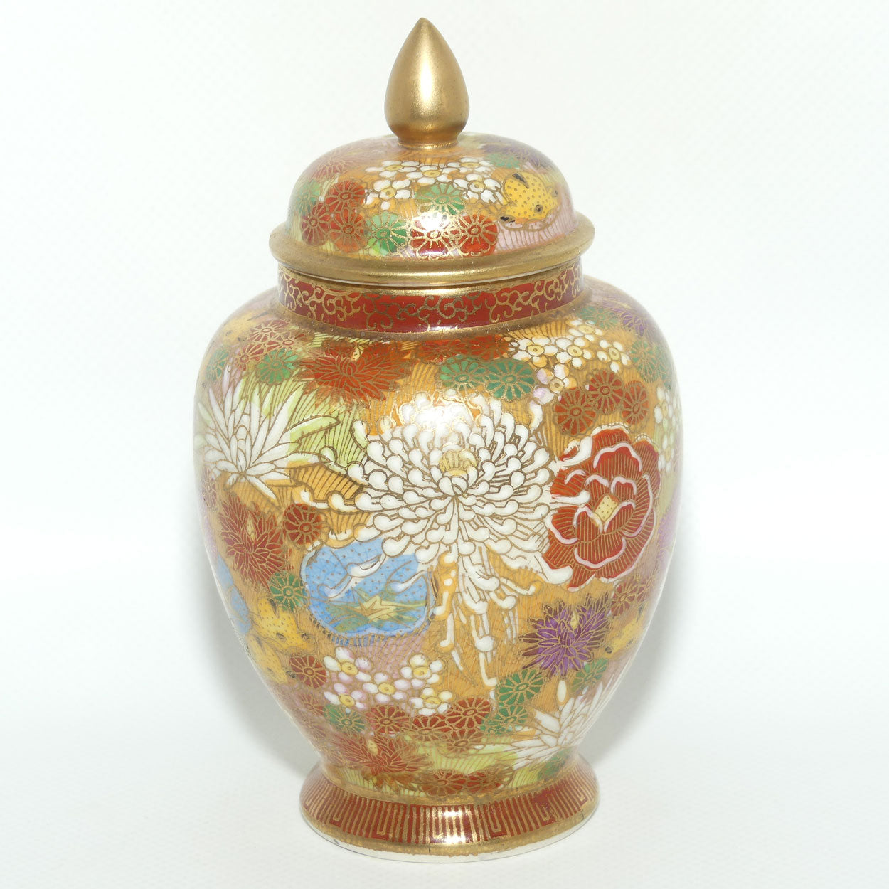 Satsuma Lidded pot | #2 | Thousand Flowers Mille Fleur design | Taisho period