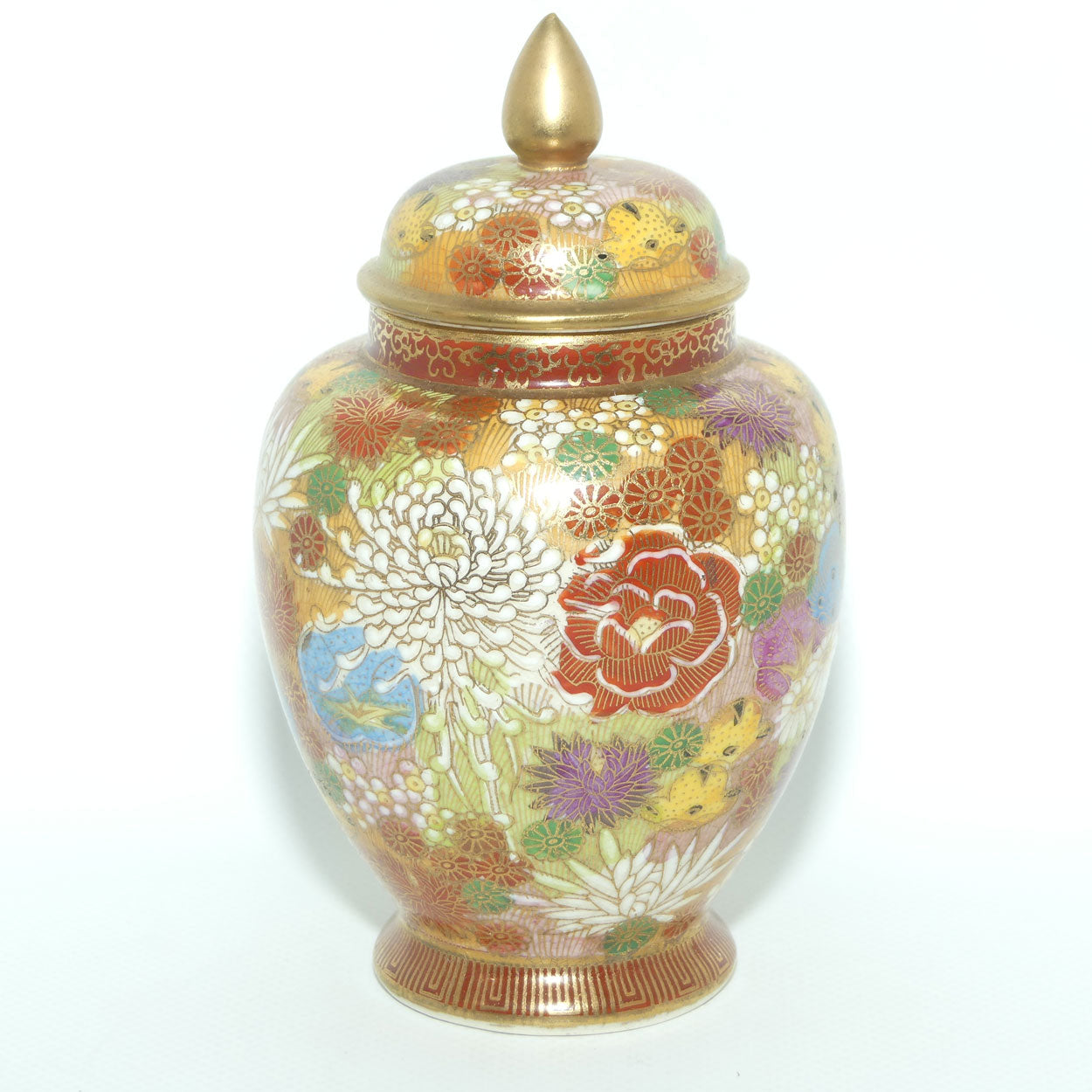 Satsuma Lidded pot | #2 | Thousand Flowers Mille Fleur design | Taisho period