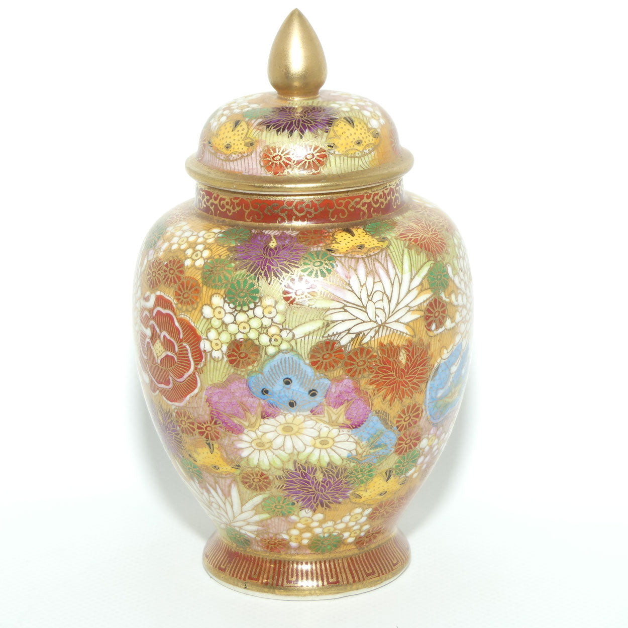 Satsuma Lidded pot | #2 | Thousand Flowers Mille Fleur design | Taisho period
