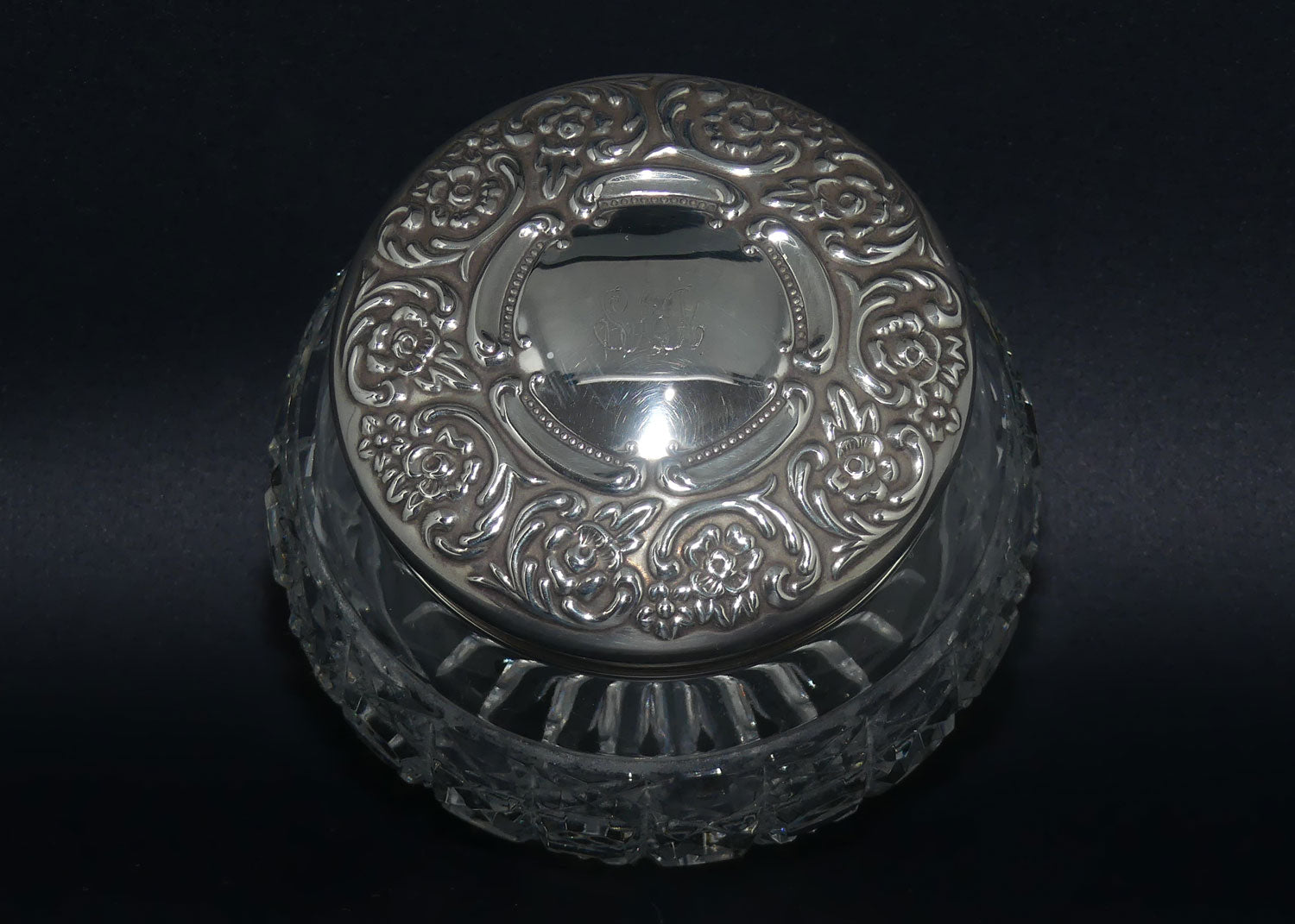 Sterling Silver and cut crystal trinket bowl | Sheffield 2000 Millenium hallmark