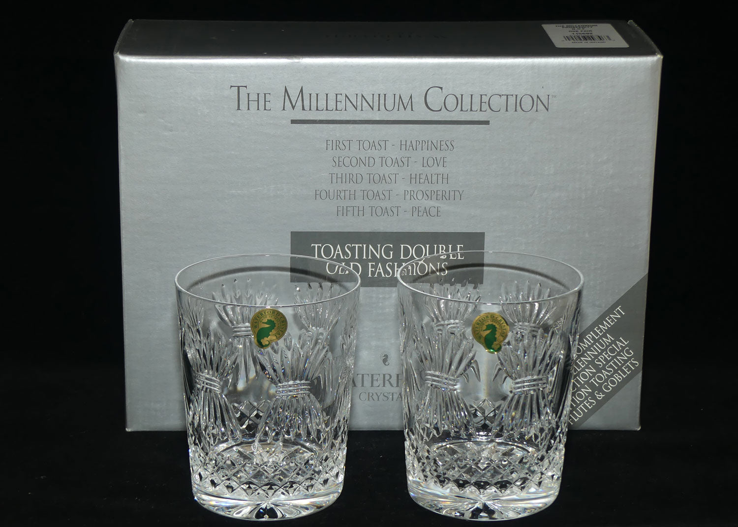 Waterford Crystal Millenium Collection | Pair of Toasting Double Old Fashioned tumblers | PROSPERITY |boxed