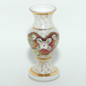 Bohemian Art Glass hand enamelled and gilt floral vase | miniature size