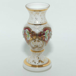 Bohemian Art Glass hand enamelled and gilt floral vase | miniature size