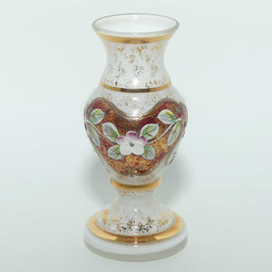 Bohemian Art Glass hand enamelled and gilt floral vase | miniature size