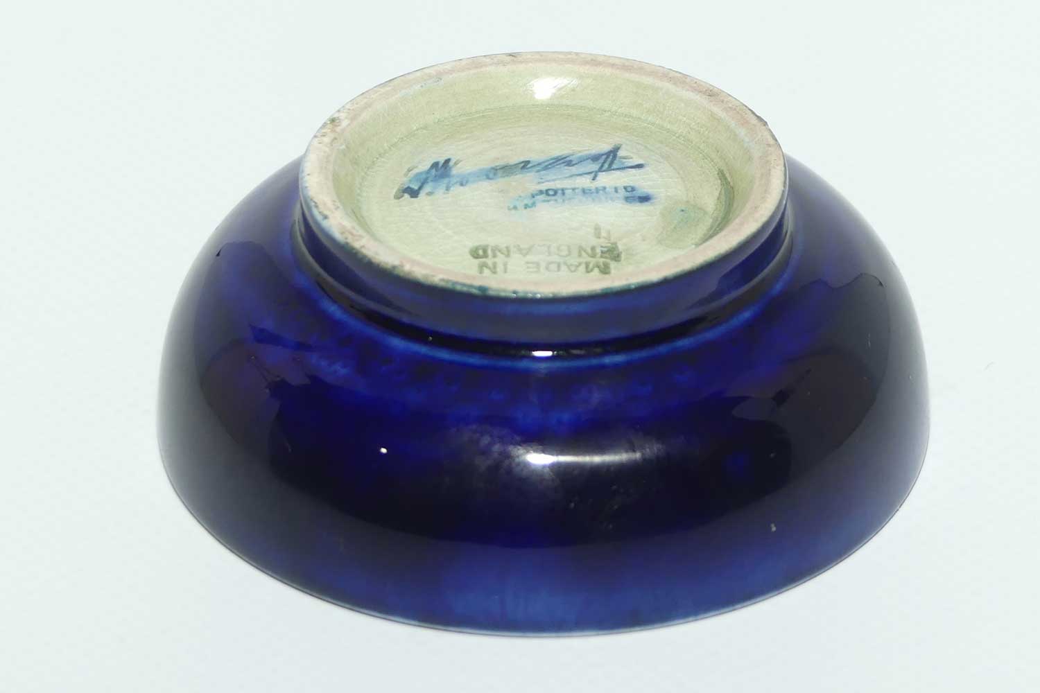 Walter Moorcroft Leaf and Fruit with Blue ground miniature footed bowl | 7.9cm diam