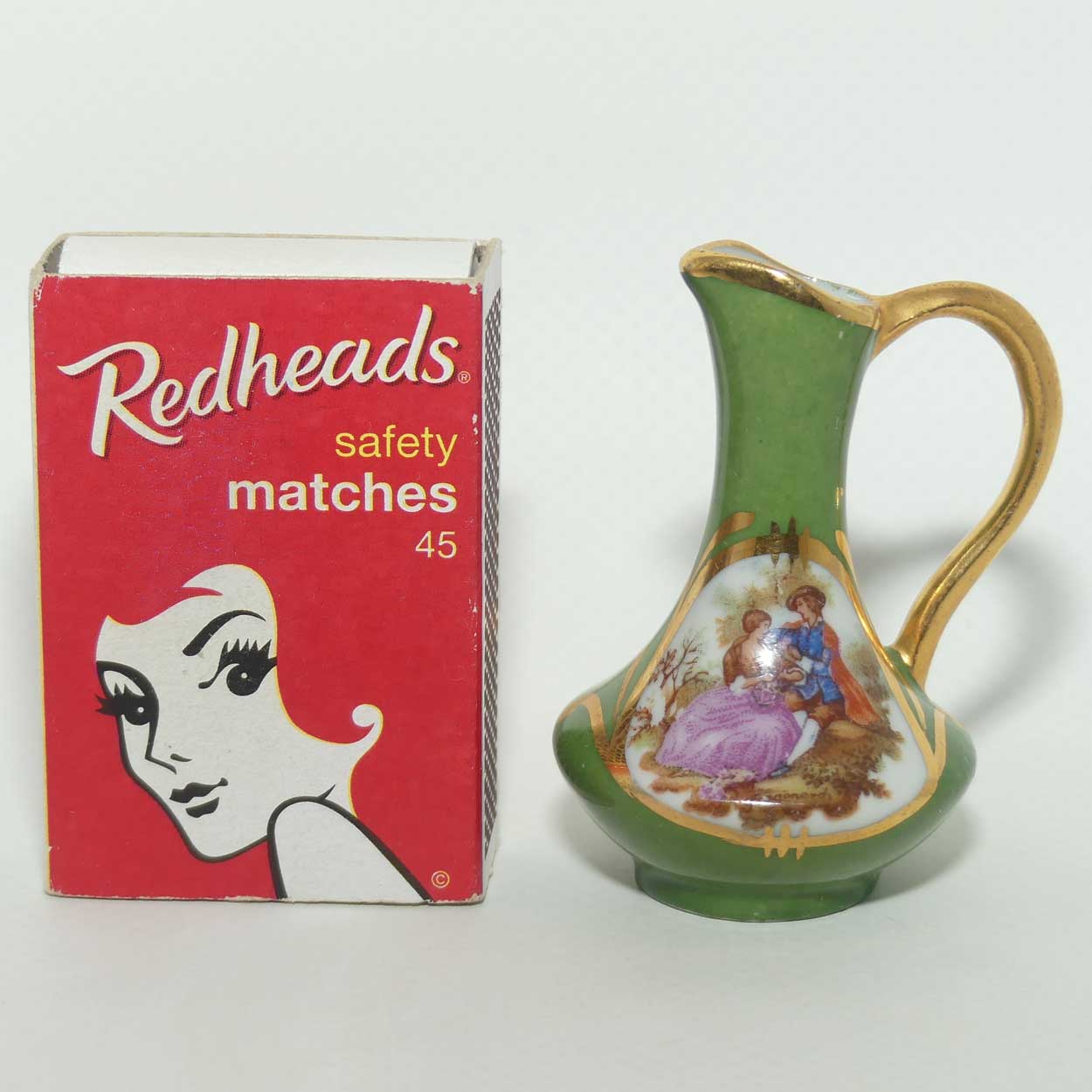 Limoges France miniature ewer | Green body