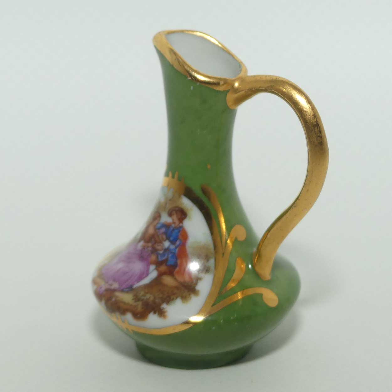 Limoges France miniature ewer | Green body