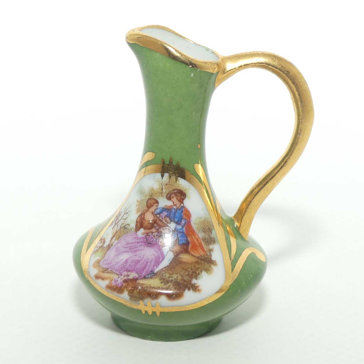Limoges France miniature ewer | Green body