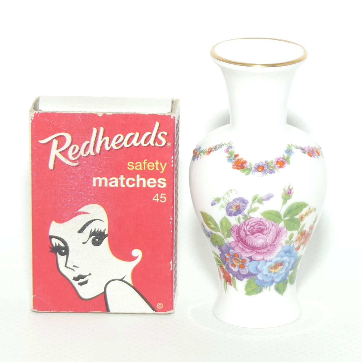 Caverswall England miniature vase | Hand Painted Floral decoration signed M Grant