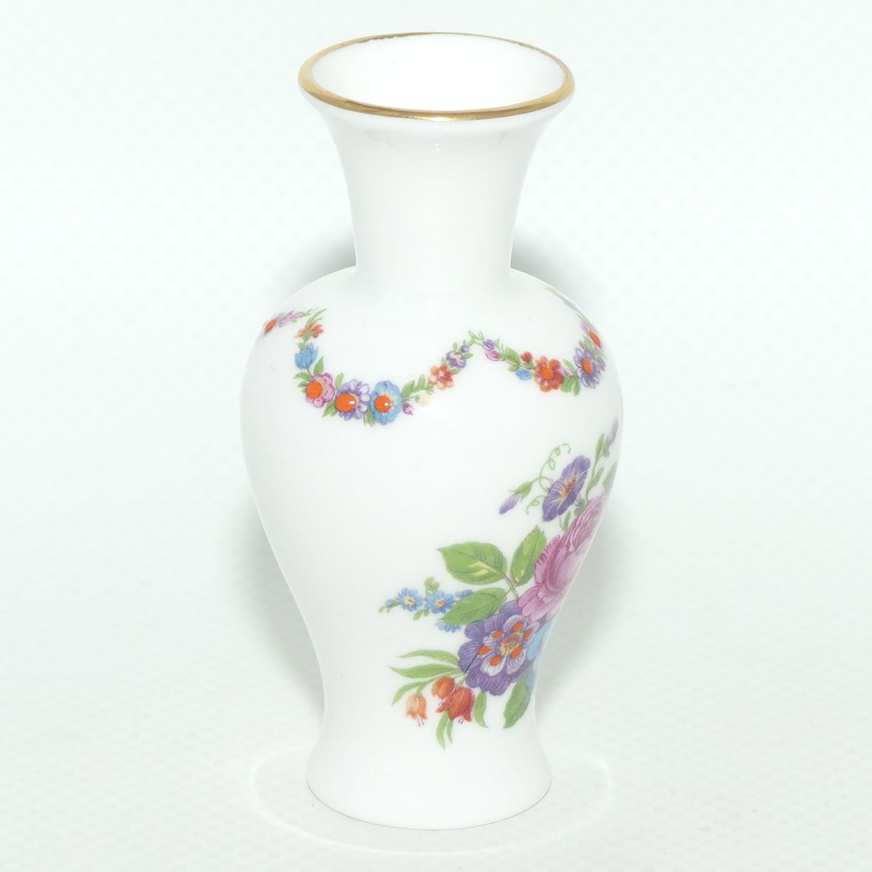 Caverswall England miniature vase | Hand Painted Floral decoration signed M Grant