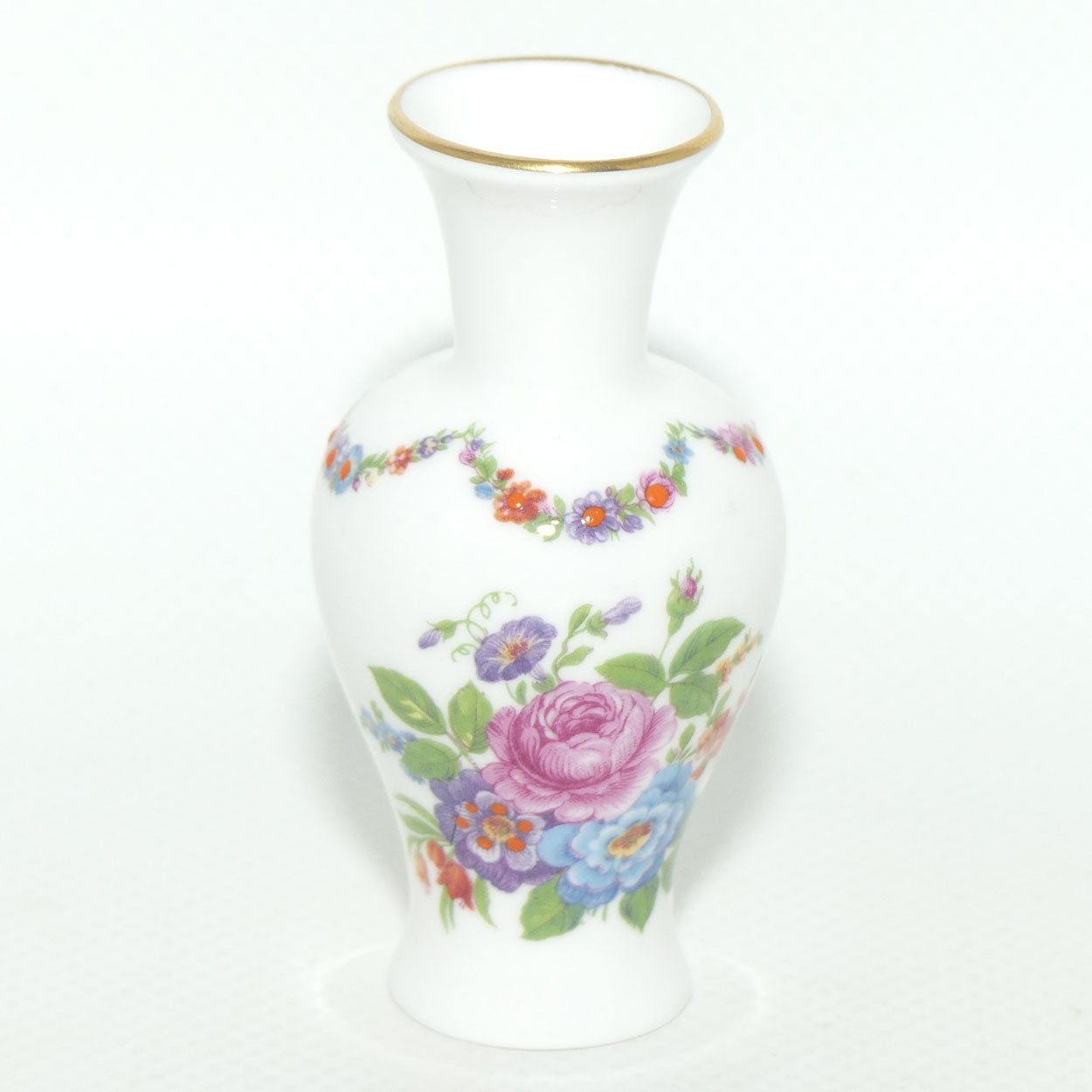 Caverswall England miniature vase | Hand Painted Floral decoration signed M Grant