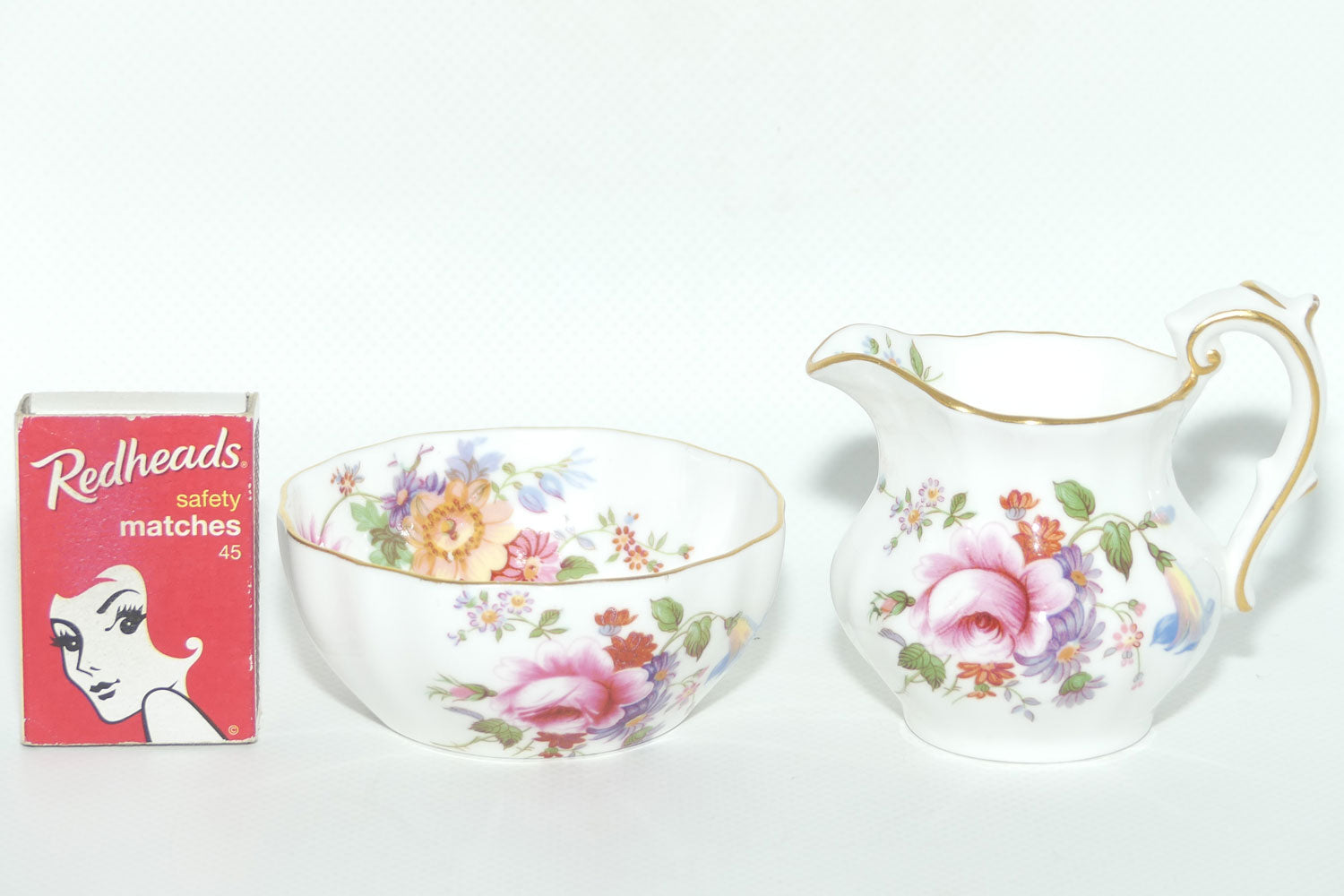 Royal Crown Derby Derby Posies milk jug and sugar bowl | mini size