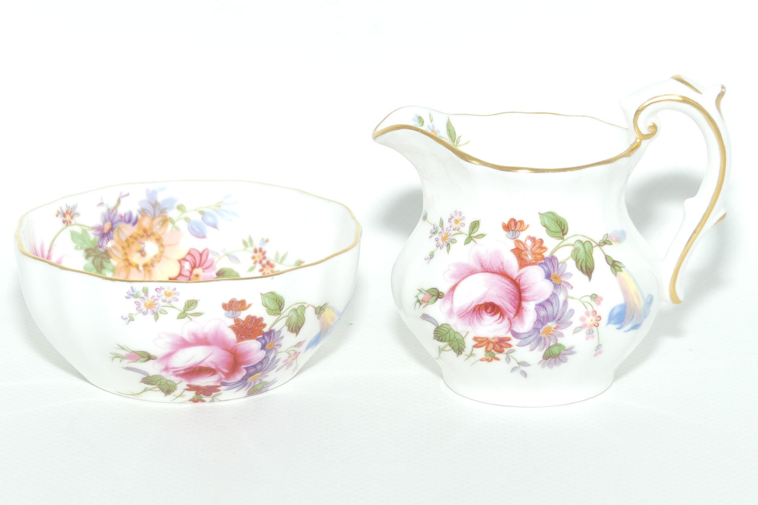 Royal Crown Derby Derby Posies milk jug and sugar bowl | mini size