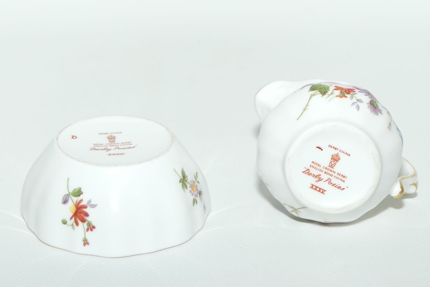 Royal Crown Derby Derby Posies milk jug and sugar bowl | mini size