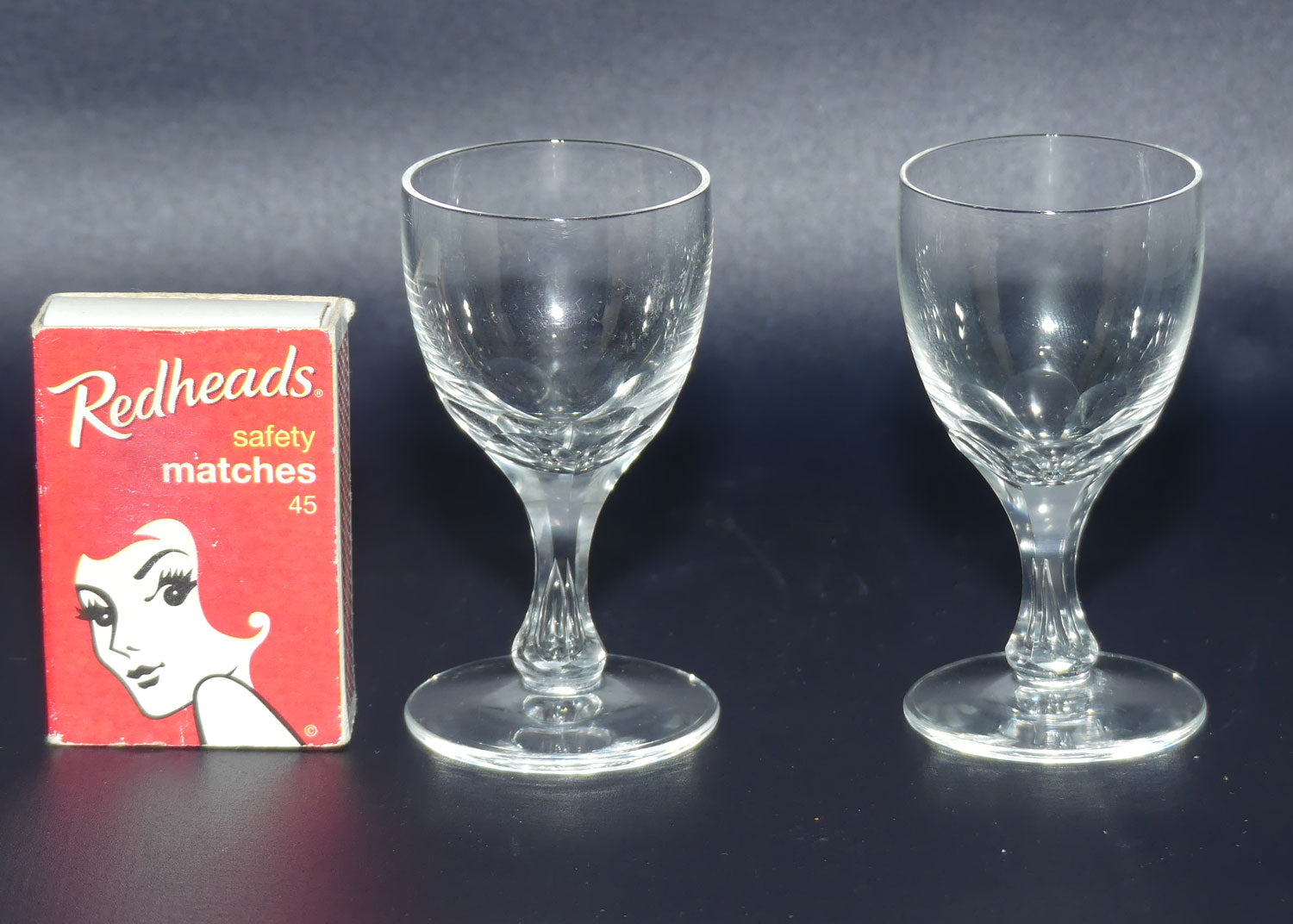Pair of Fine Crystal hexagonal column shot or liqueur glasses