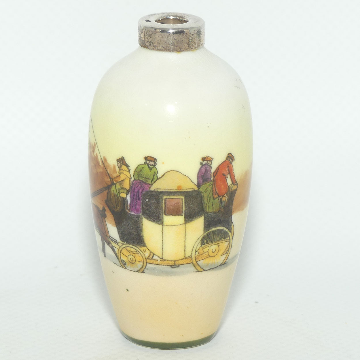 Royal Doulton Coaching Days miniature vase E3804 | 925 Silver rim
