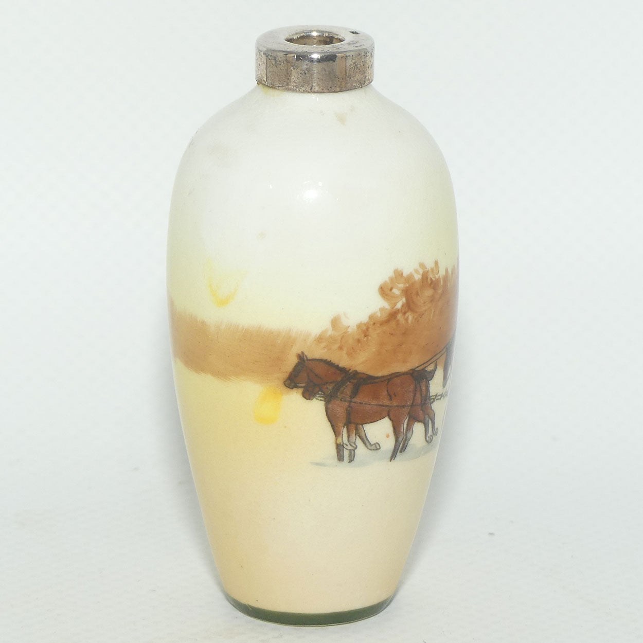 Royal Doulton Coaching Days miniature vase E3804 | 925 Silver rim