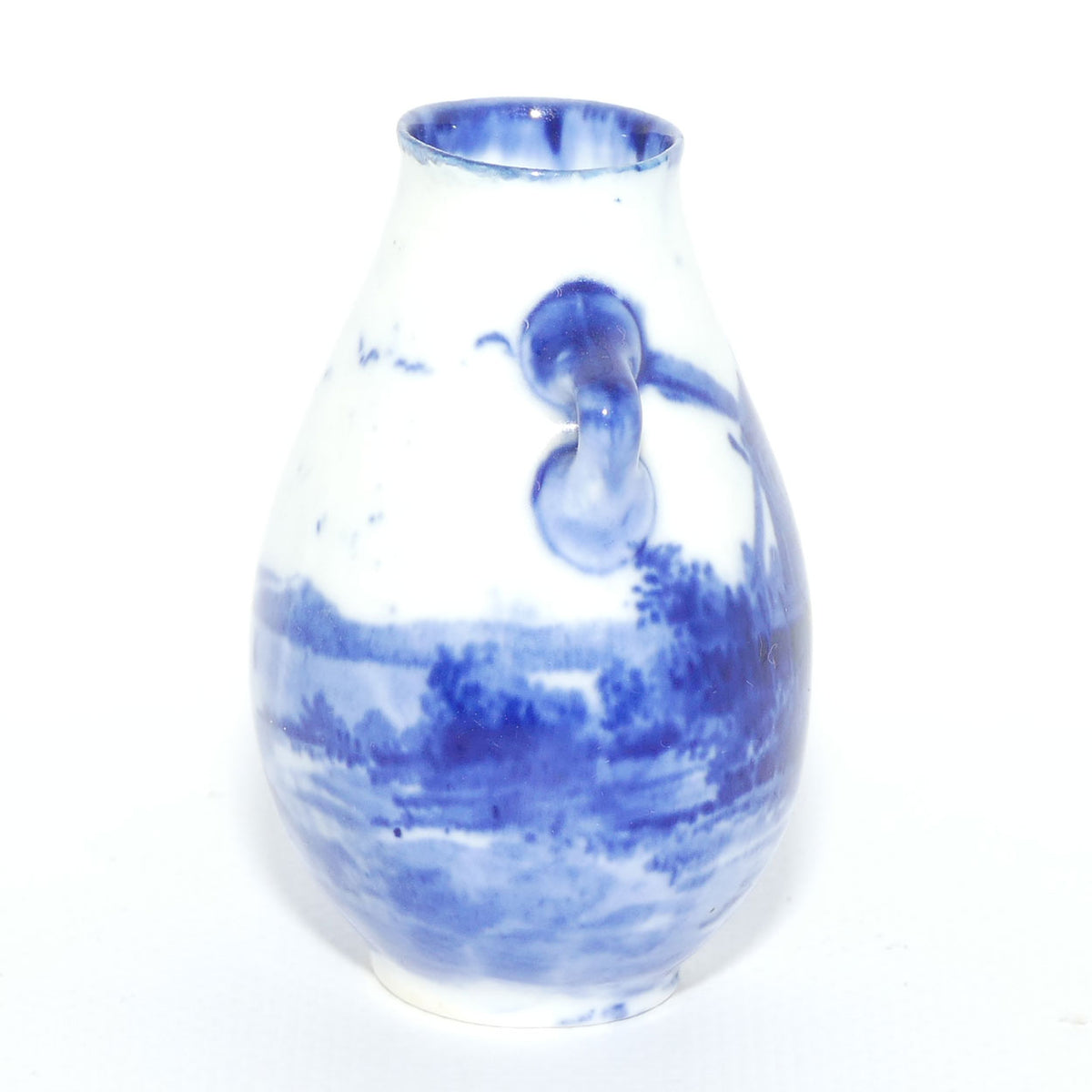 Royal Doulton Norfolk Blue and White miniature vase | Twin Handle | Windmill scene