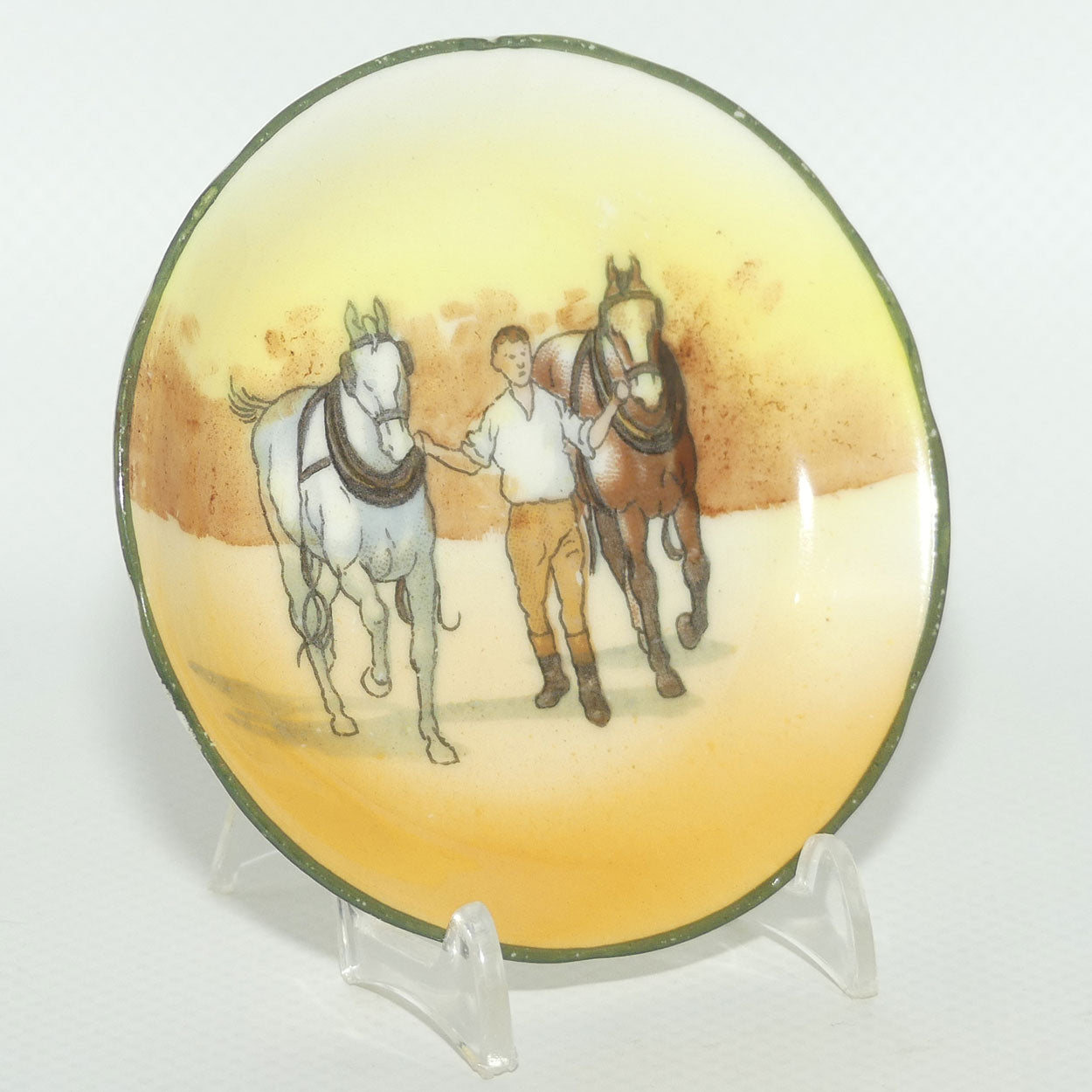 Royal Doulton Coaching Days miniature dish | Rare Scene | Youth bringing Pair of Horses