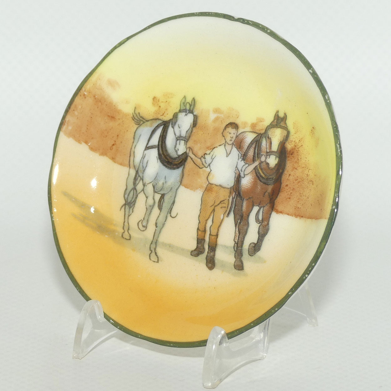Royal Doulton Coaching Days miniature dish | Rare Scene | Youth bringing Pair of Horses