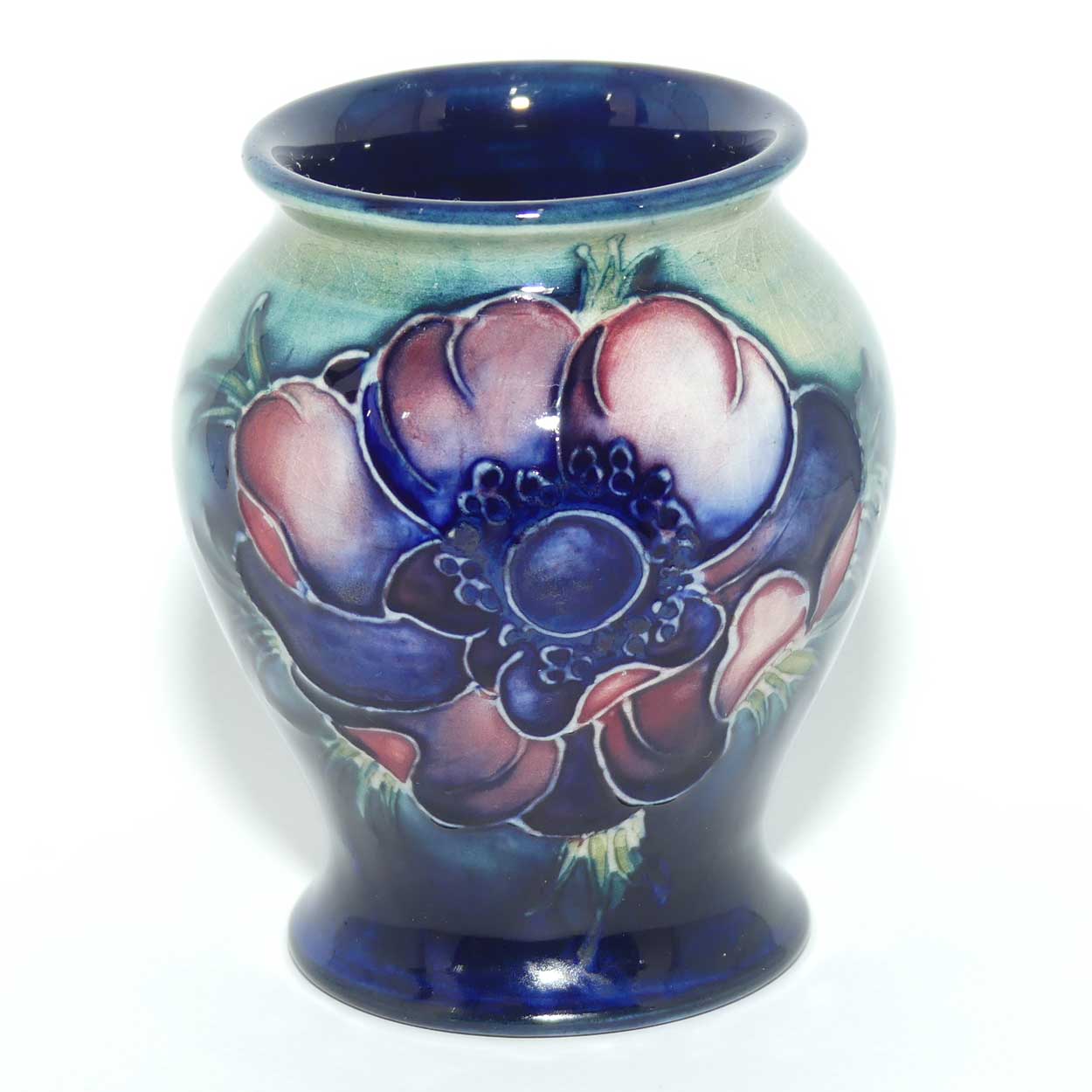 Walter Moorcroft Anemone on Green to Blue ground miniature vase