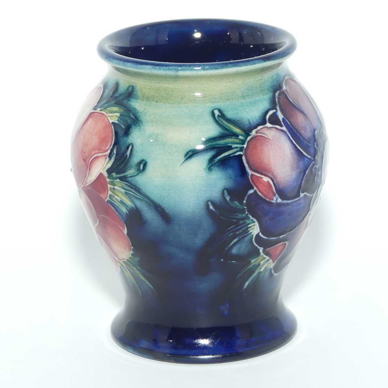 Walter Moorcroft Anemone on Green to Blue ground miniature vase