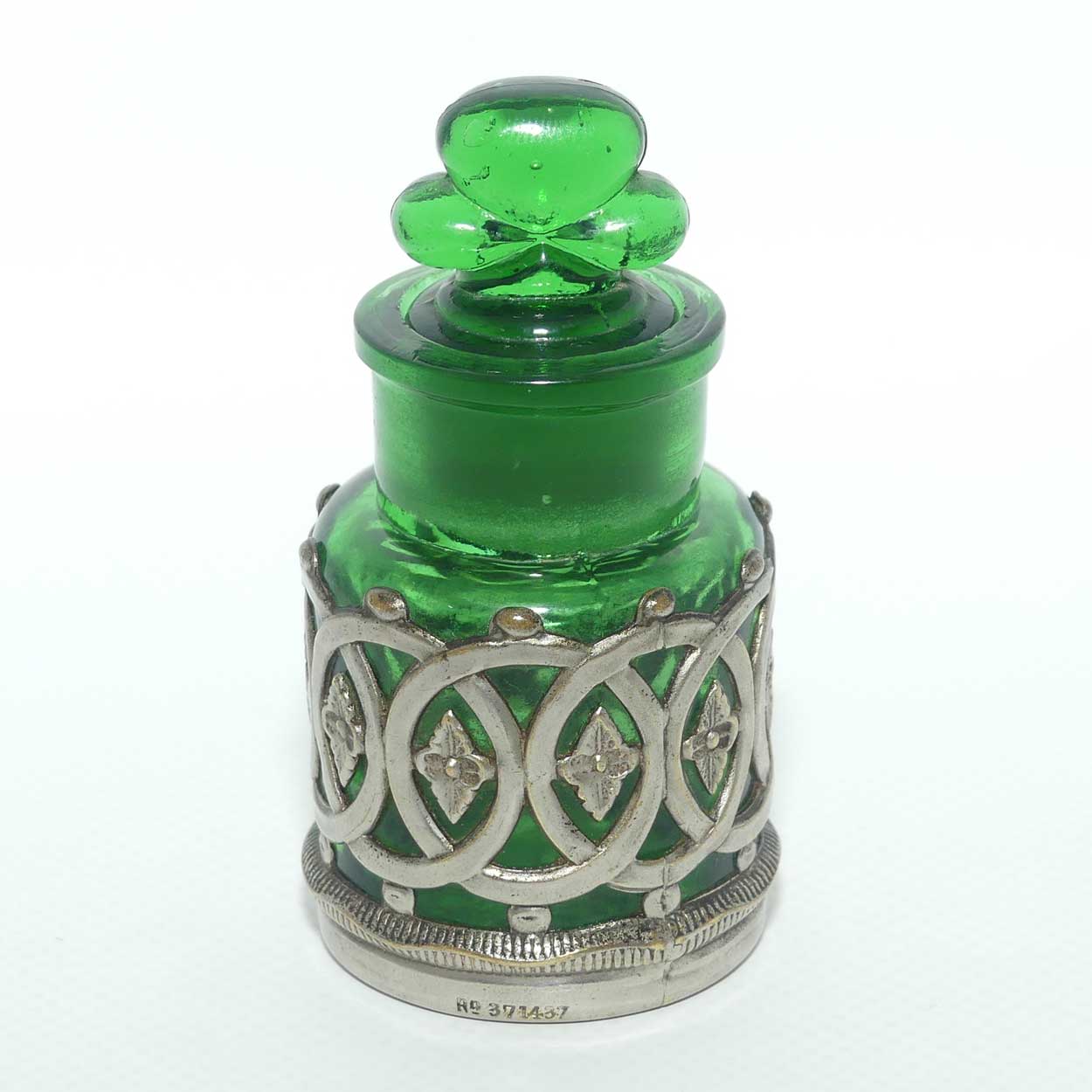 Victorian era Bristol green Glass Perfume Bottle with plated surround | Rd 371437