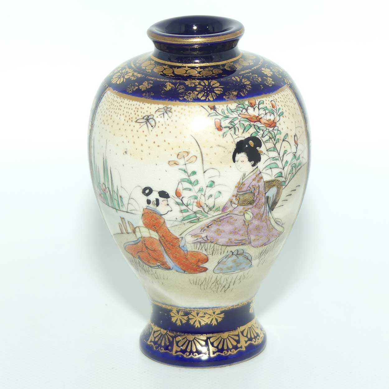 Miniature Satsuma vase with Fine Decoration | Gosu Blue by Hattori
