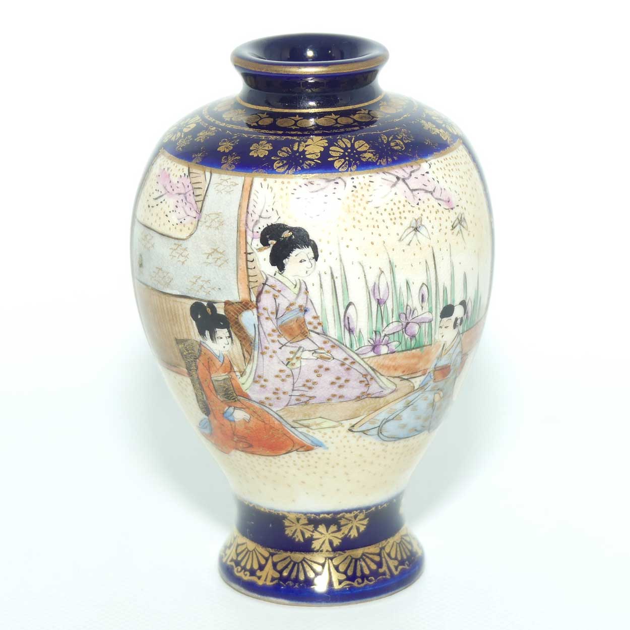 Miniature Satsuma vase with Fine Decoration | Gosu Blue by Hattori