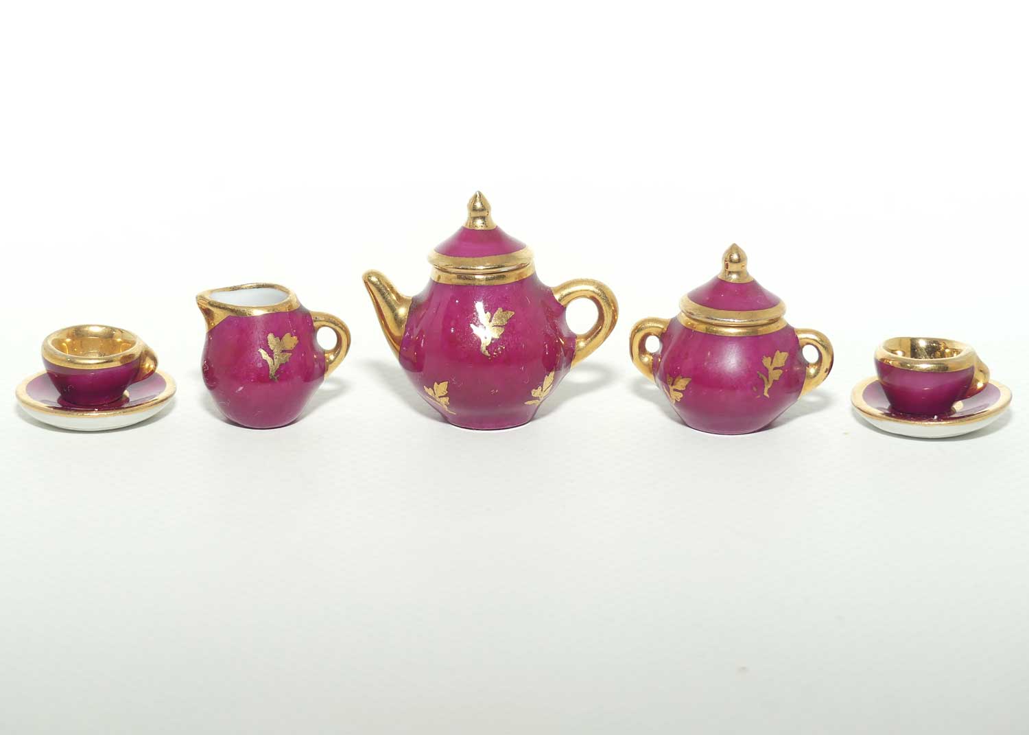 Monarch Limoges France miniature tea set on tray | Rouge