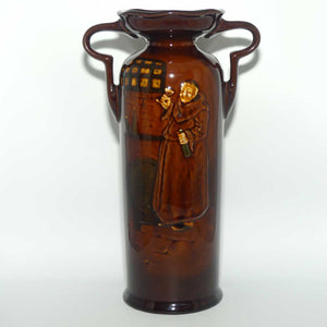 Royal Doulton Kingsware double handle vase | Monk Toasting | Bottle in Hand, Glass in Another