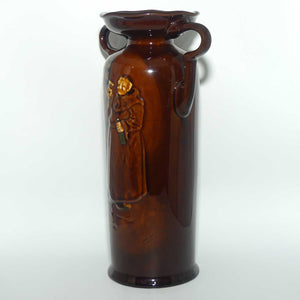 Royal Doulton Kingsware double handle vase | Monk Toasting | Bottle in Hand, Glass in Another