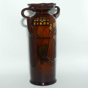 Royal Doulton Kingsware double handle vase | Monk Toasting | Bottle in Hand, Glass in Another