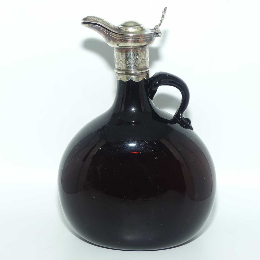 Early Victorian era Moon Flask with Sheffield Plate pourer