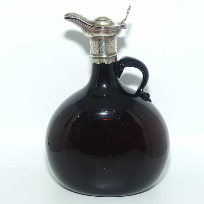 Early Victorian era Moon Flask with Sheffield Plate pourer