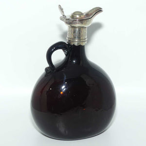 Early Victorian era Moon Flask with Sheffield Plate pourer