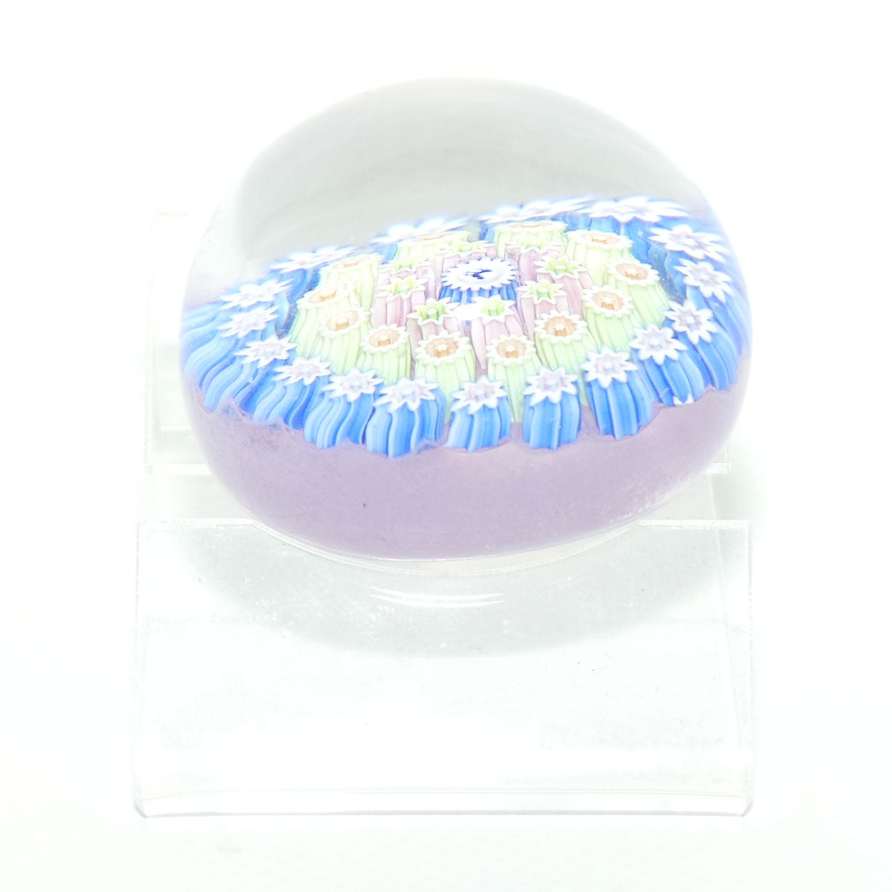 John Deacons Scotland Millefiori Silhouette Cane miniature paperweight | Moonstone