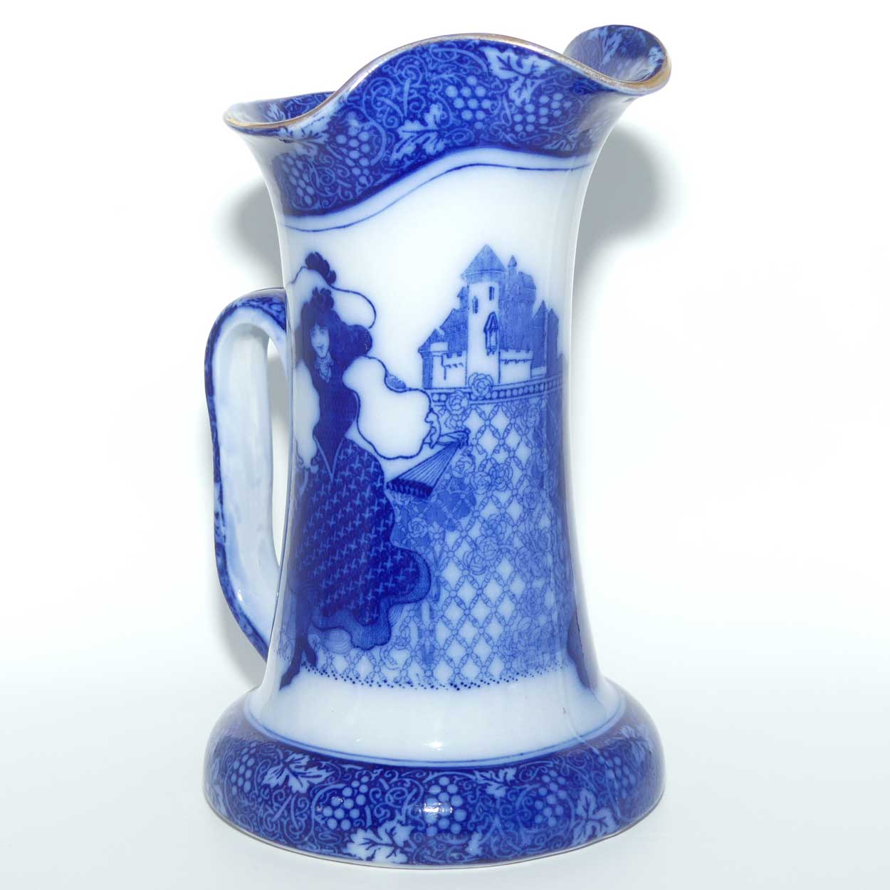 Royal Doulton Flow Blue Morrisian Eastern Figures pattern Baron shape jug | #1