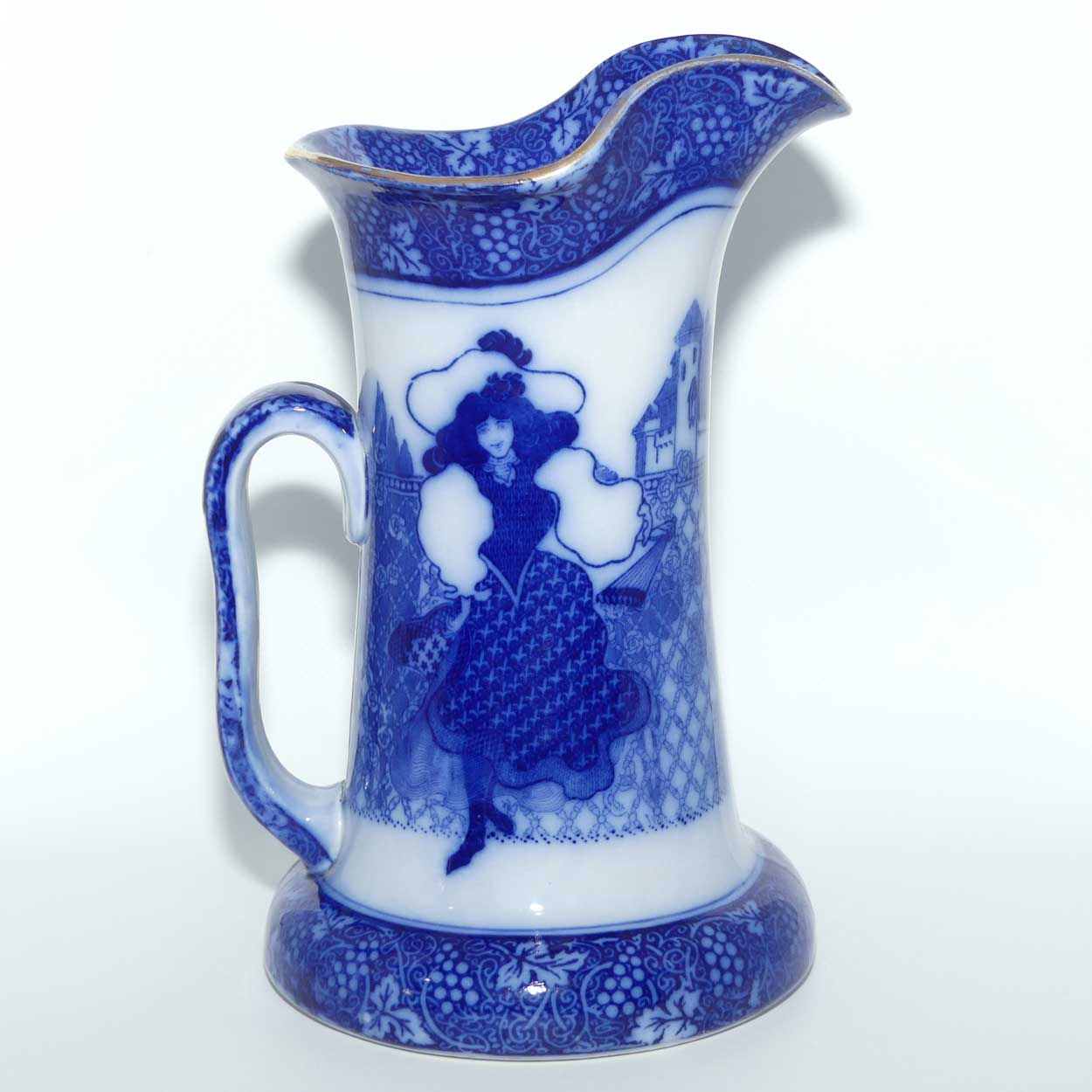 Royal Doulton Flow Blue Morrisian Eastern Figures pattern Baron shape jug | #1