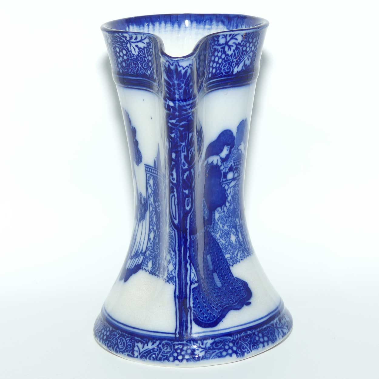 Royal Doulton Morrisian Flow Blue WH Bradley Eastern Figures Tudor shape jug