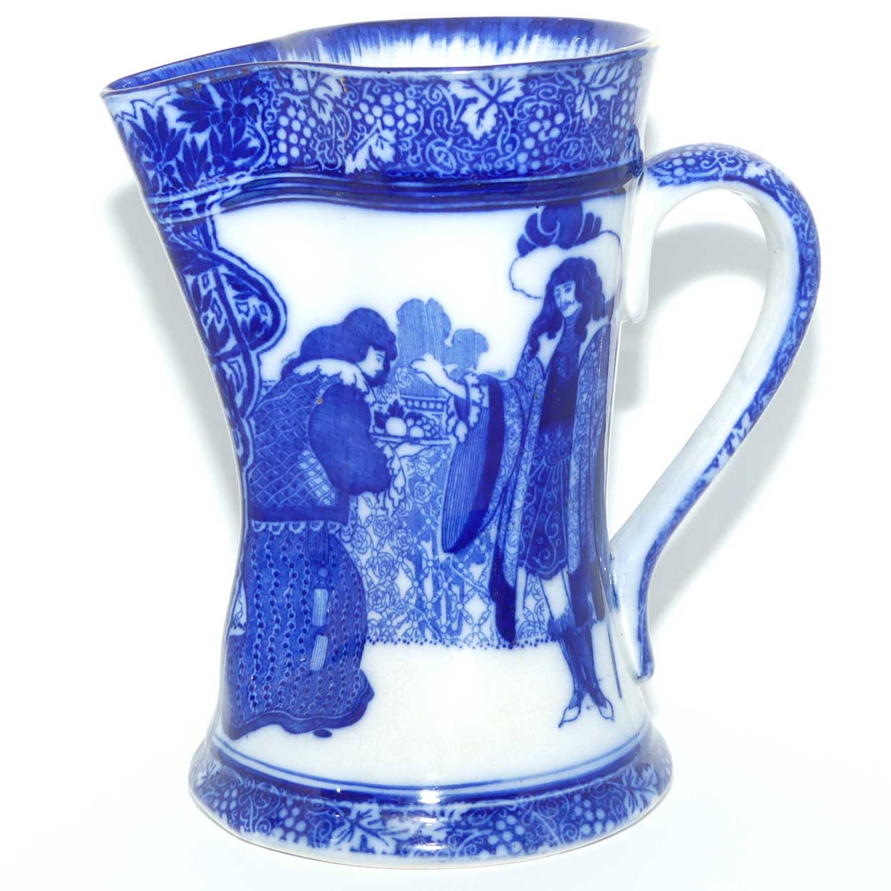 Royal Doulton Morrisian Flow Blue WH Bradley Eastern Figures Tudor shape jug