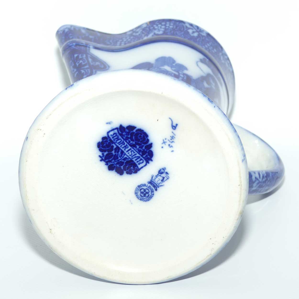 Royal Doulton Morrisian Flow Blue WH Bradley Eastern Figures Tudor shape jug