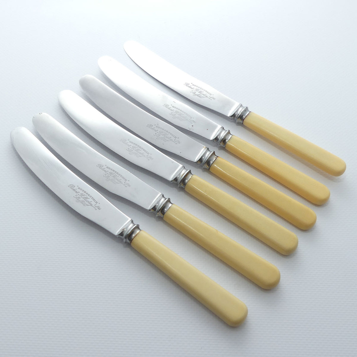 Set of 6 Robert Mosely Sheffield Rusnorstain | Faux Bone Handle Knives | Salad | 21cm