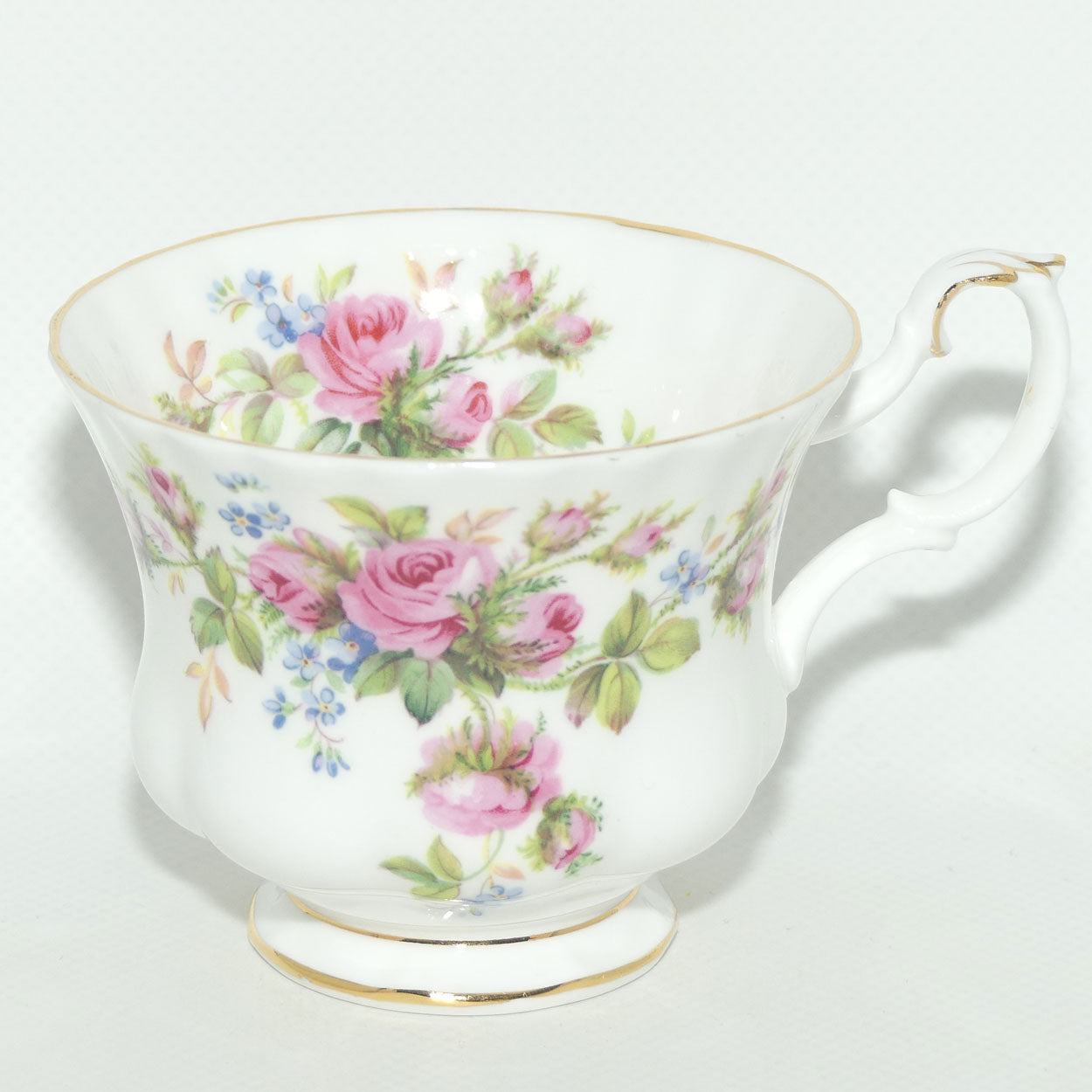 Royal Albert Bone China England Moss Rose tea trio | Early backstamp