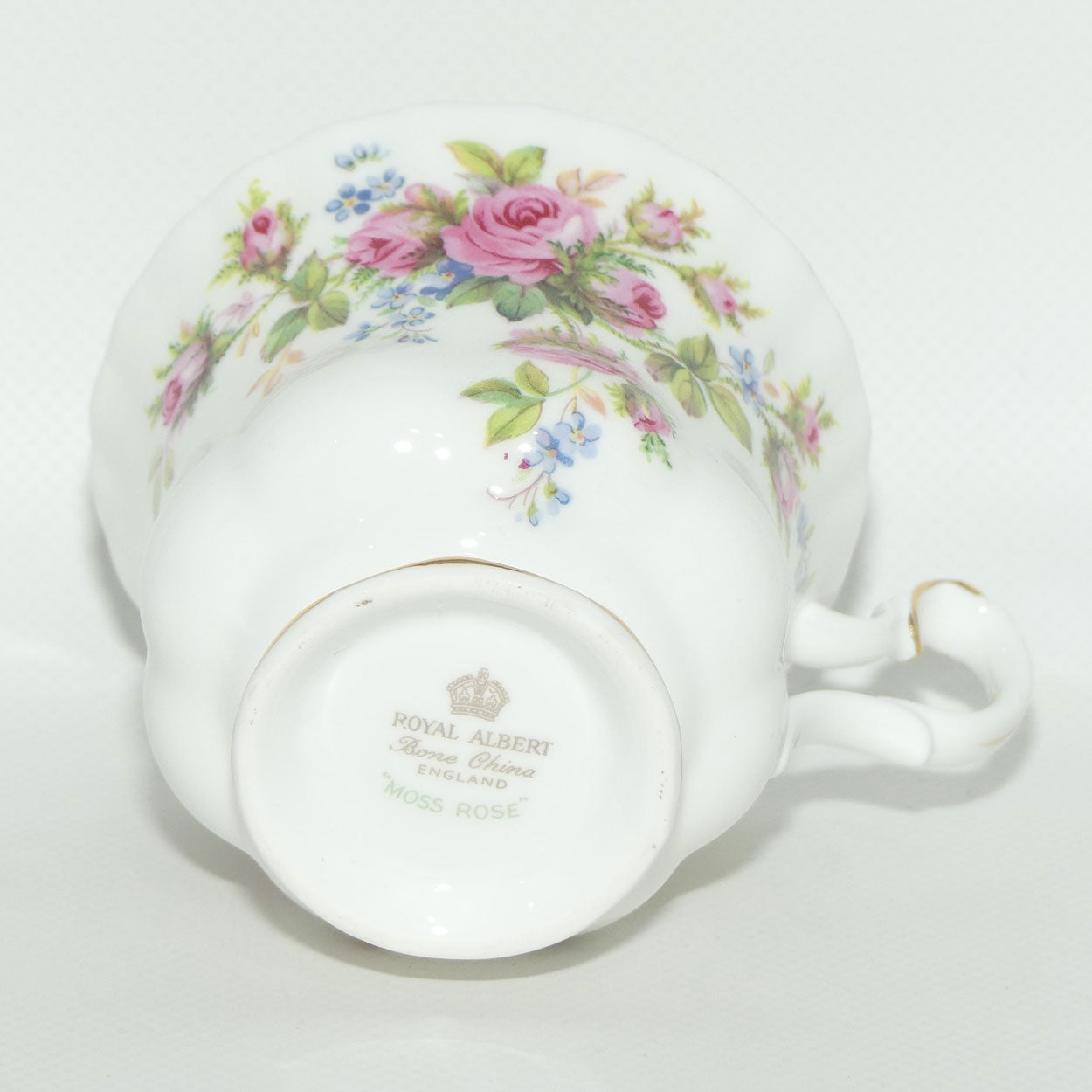 Royal Albert Bone China England Moss Rose tea trio | Early backstamp