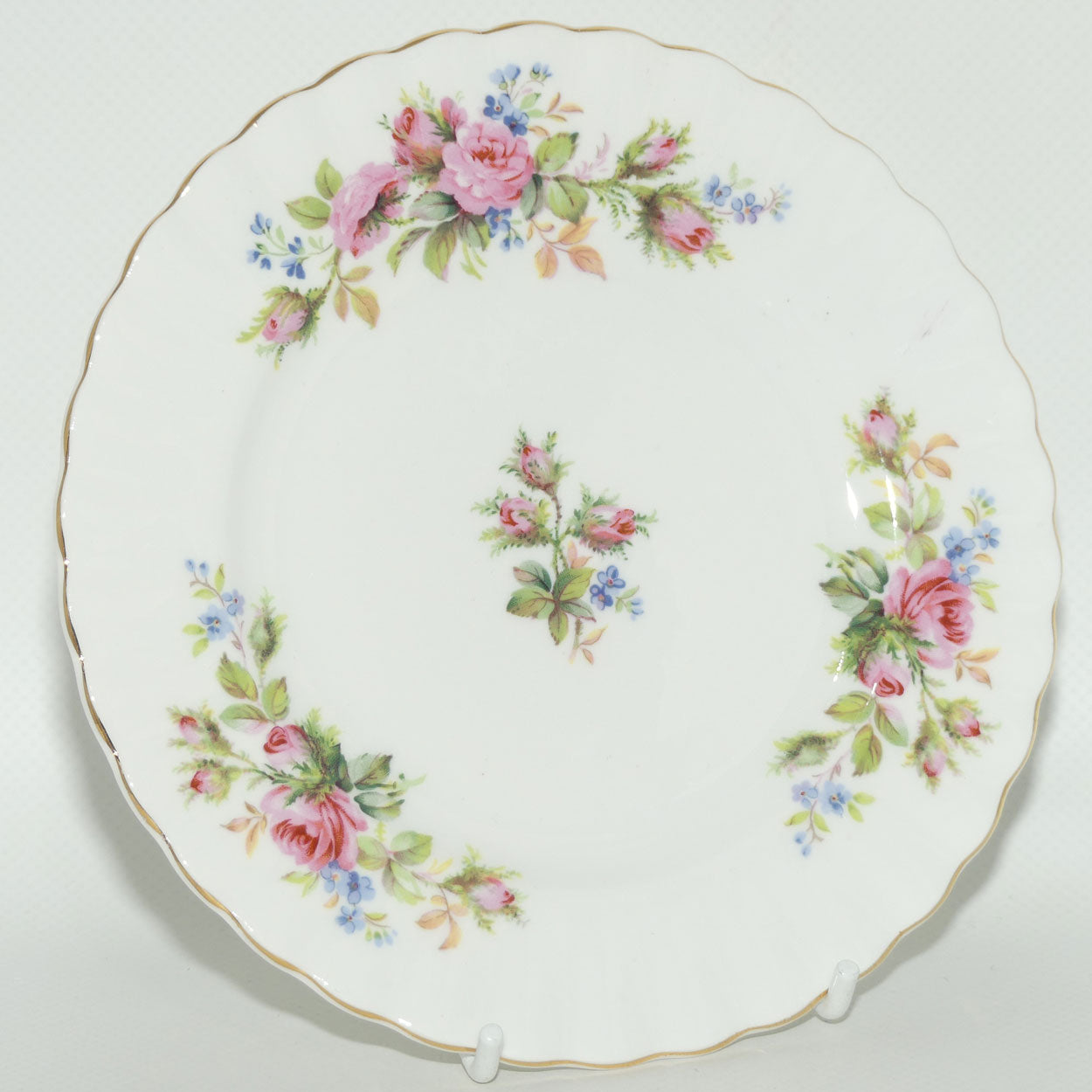 Royal Albert Bone China England Moss Rose tea trio | Early backstamp