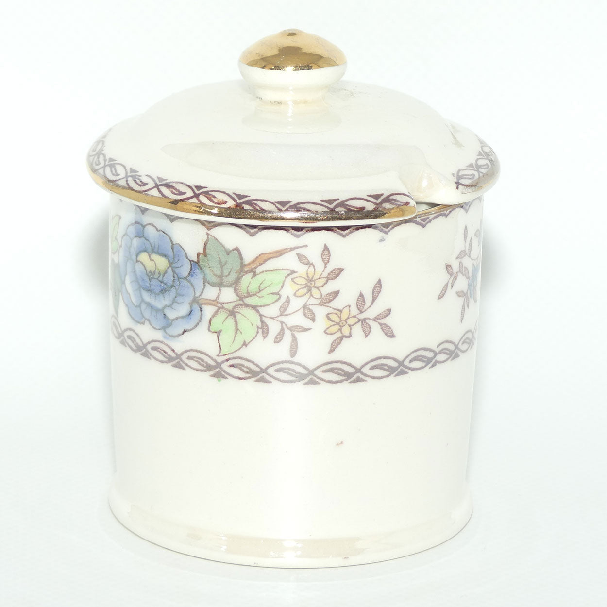 Maling Lustre Peony Rose lidded jam pot